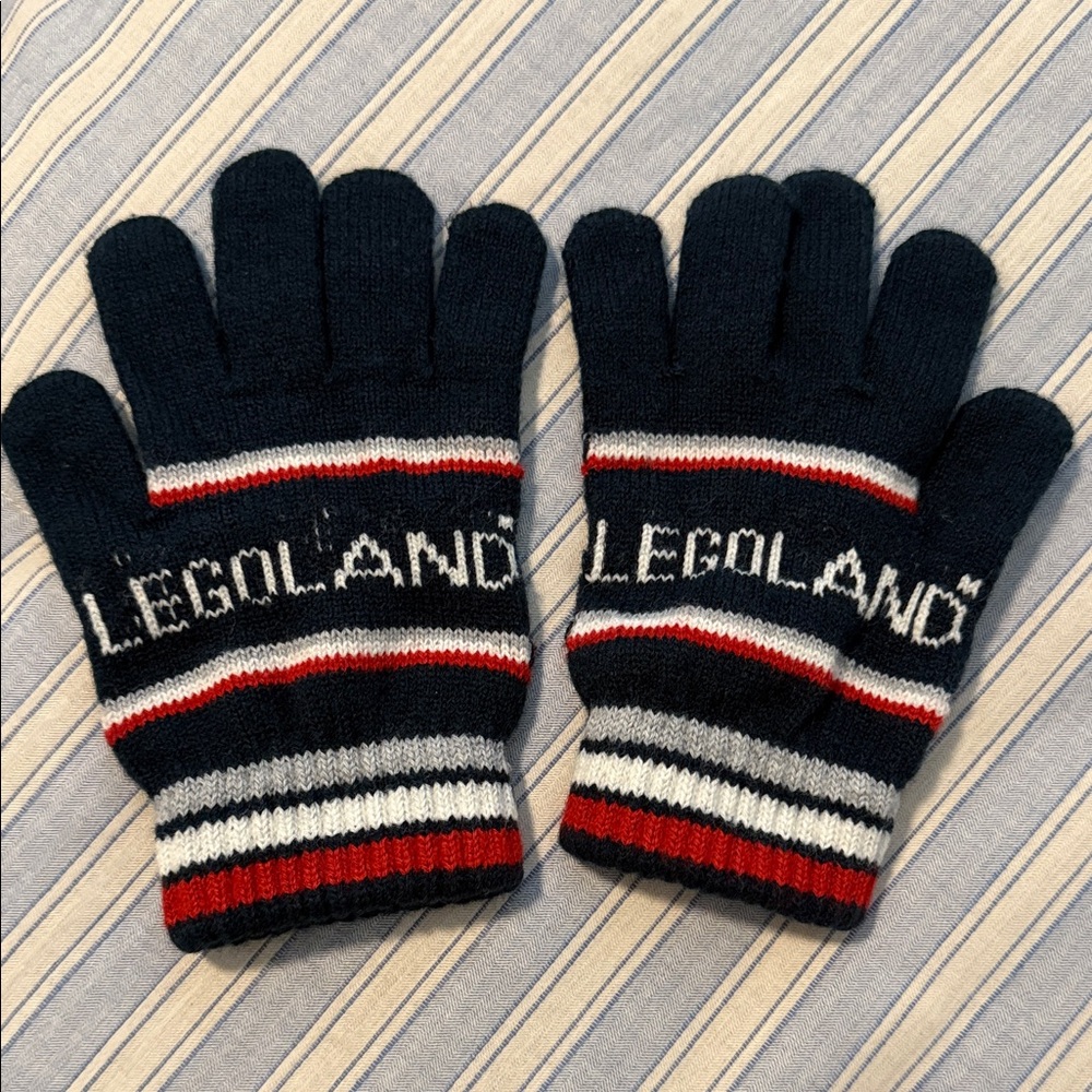 Legoland Navy and Red Striped Gloves
